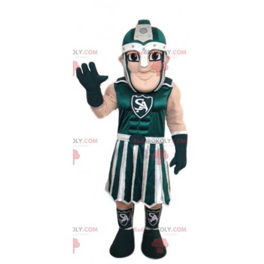 Mascotte de guerrier romain vert et blanc - Redbrokoly.com