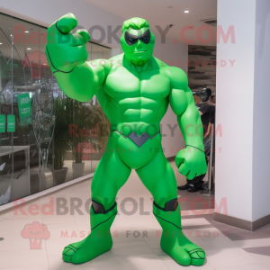 Grön superhjälte maskot...