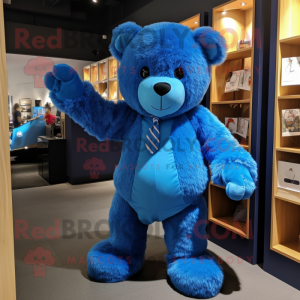 Blauwe teddybeer mascotte...