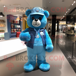 Blauwe teddybeer mascotte...