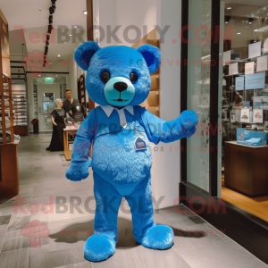 Blauwe teddybeer mascotte...