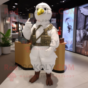 White Dove mascot costume character dressed with a Cargo Pants and Mittens