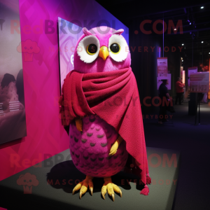 Magenta Owl maskot kostume...