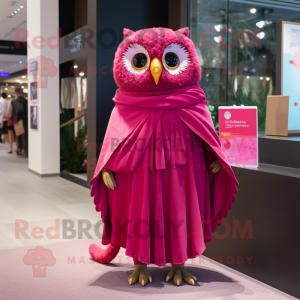 Magenta Owl maskot kostume...