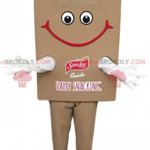 Smilende brun snackmaskot. Snack kostume - Redbrokoly.com