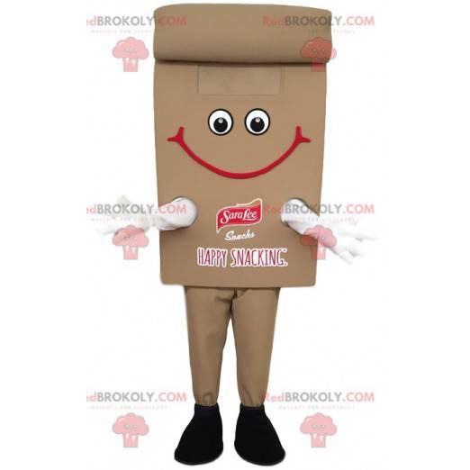 Smilende brun snackmaskot. Snack kostume - Redbrokoly.com