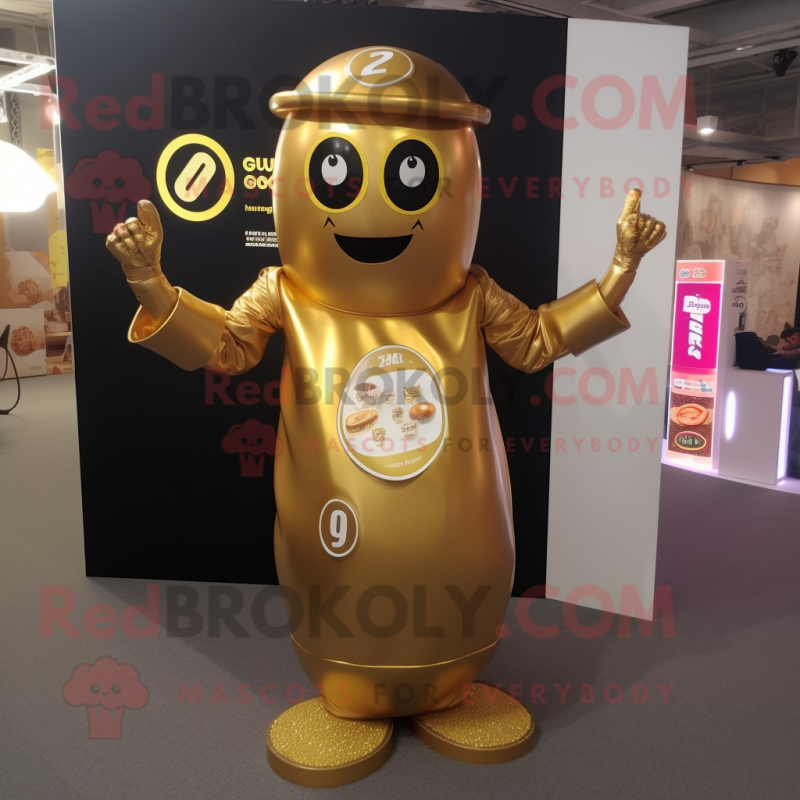 Gold Soda Can mascot costume character dressed with a Dress and Digital watches Gold Soda Can mascot costume character dressed with a Dress and Digital watches
