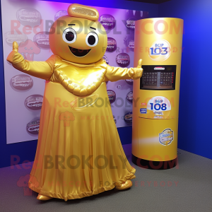 Gold Soda Can maskot kostym...