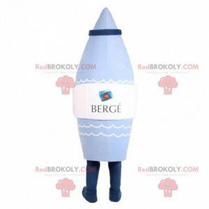 Blauwe raketvormige mascotte met een dop - Redbrokoly.com