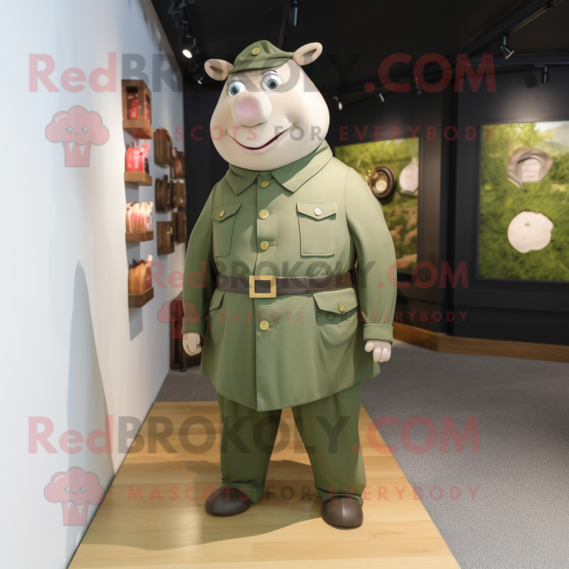 Olive Sow mascot costume character dressed with a Dress Shirt and Belts