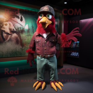 Maroon Crow maskot kostume...