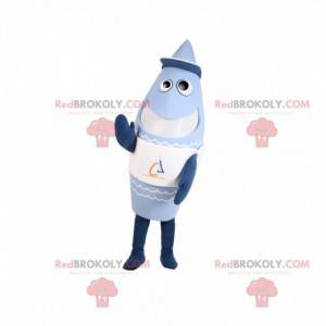 Blauwe raketvormige mascotte met een dop - Redbrokoly.com