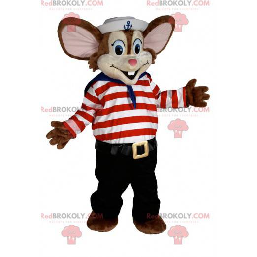 Malý maskot myši v kostýmu námořníka. - Redbrokoly.com