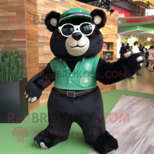 Forest Green Spectacled Bear mascot costume character dressed with a Joggers and Lapel pins