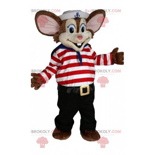 Malý maskot myši v kostýmu námořníka. - Redbrokoly.com