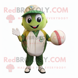 Olive Baseball Ball mascot costume character dressed with a Rugby Shirt and Scarves