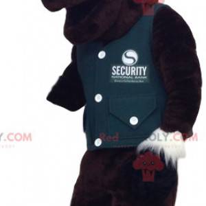 Mascotte bruin hert met een groen vest. Herten kostuum -