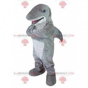 Mascota de tiburón gris y blanco - Redbrokoly.com