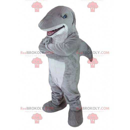 Mascotte squalo grigio e bianco - Redbrokoly.com