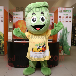 Olive Fried Rice mascot costume character dressed with a T-Shirt and Headbands