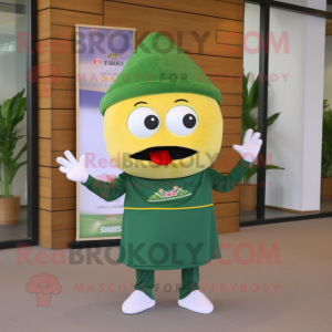Olive Fried Rice mascot costume character dressed with a T-Shirt and Headbands