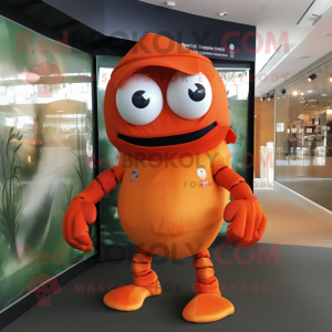 Orange Crab mascot costume character dressed with a Polo Tee and Mittens