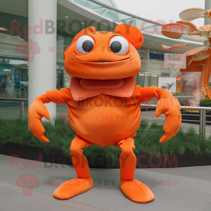 Orange Crab mascot costume character dressed with a Polo Tee and Mittens