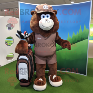 Brown Golf Bag mascot costume character dressed with a Running Shorts and Coin purses