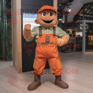 Rust Soldier mascot costume character dressed with a Dungarees and Bracelet watches