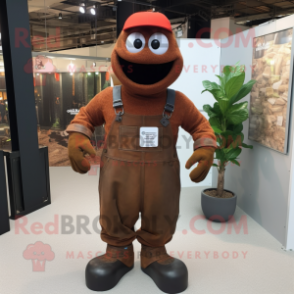 Rust Soldier mascot costume character dressed with a Dungarees and Bracelet watches