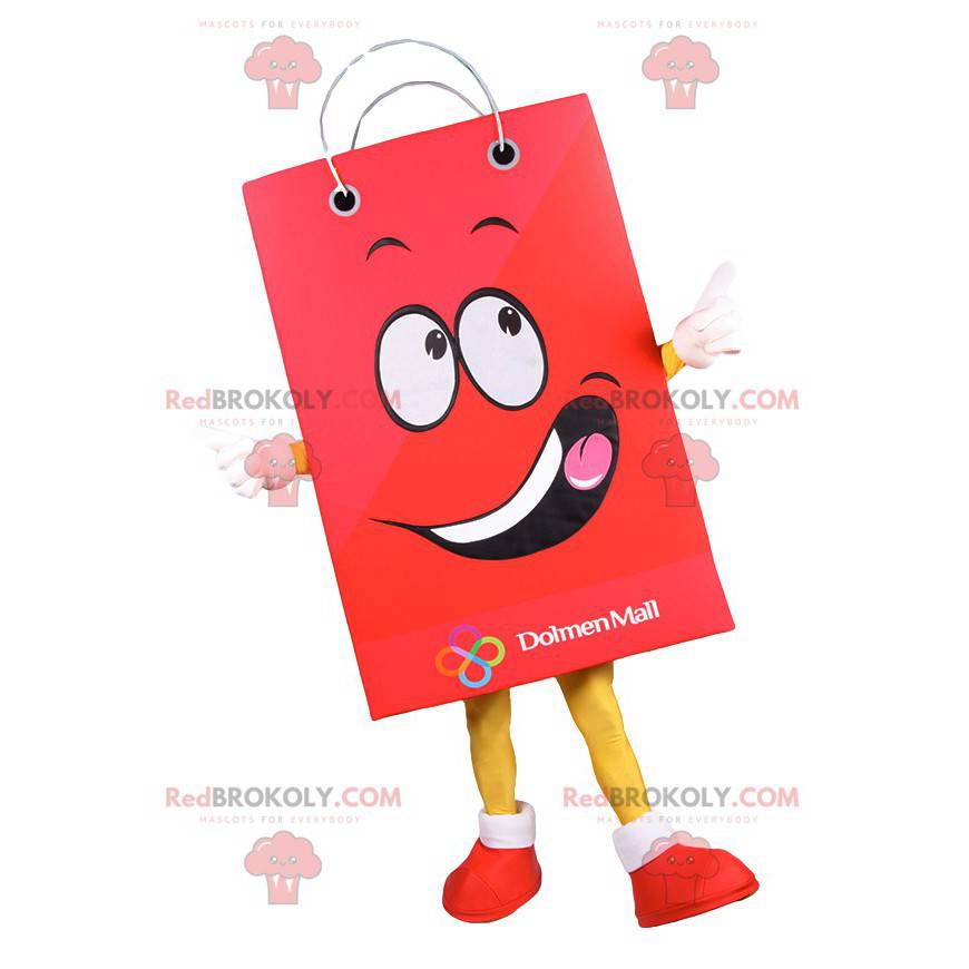 Costume da borsa della mascotte del sacchetto di carta rosso -