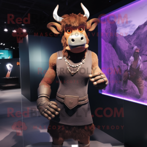 nan Minotaur mascot costume character dressed with a Tank Top and Bracelets