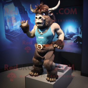 nan Minotaur mascot costume character dressed with a Tank Top and Bracelets