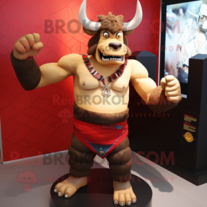 nan Minotaur mascot costume character dressed with a Tank Top and Bracelets