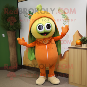 Olive Orange mascot costume character dressed with a Sweater and Beanies