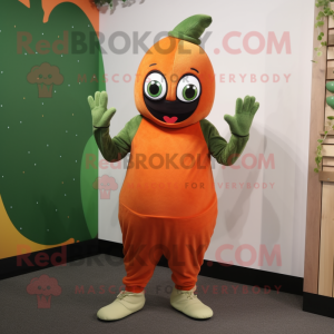 Olive Orange mascot costume character dressed with a Sweater and Beanies