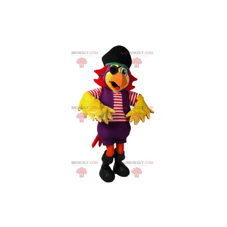 Mascota de loro amarillo en traje de pirata - Redbrokoly.com