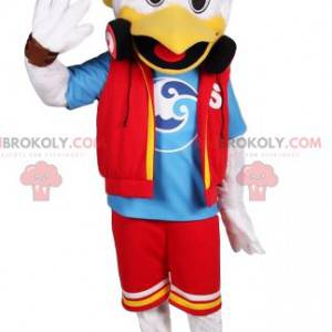 Mascote do pato branco em vestido casual - Redbrokoly.com