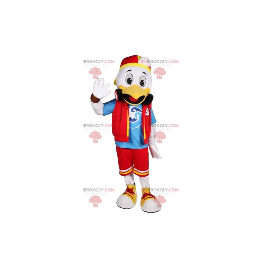 White duck mascot in casual dress - Redbrokoly.com