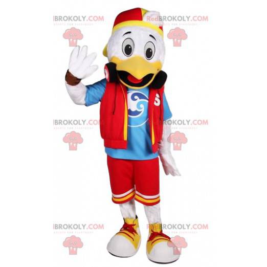 Mascote do pato branco em vestido casual - Redbrokoly.com