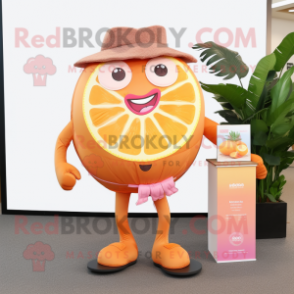 Brown Grapefruit mascot costume character dressed with a Bikini and Belts