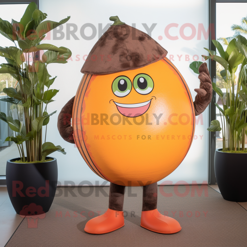 Brown Grapefruit mascot costume character dressed with a Bikini and Belts