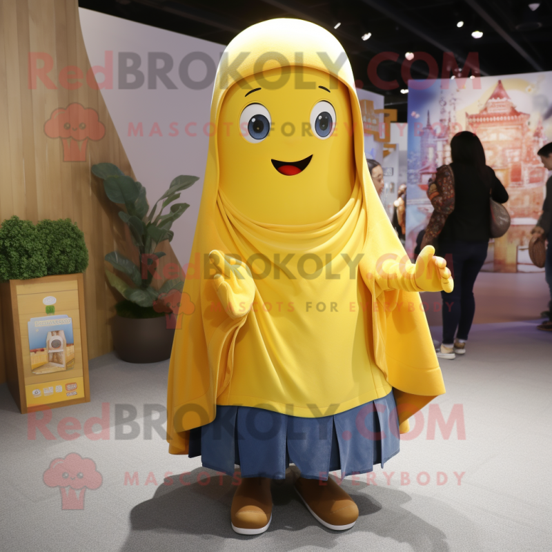 Yellow Pendant mascot costume character dressed with a Bootcut Jeans and Shawls Yellow Pendant mascot costume character dressed with a Bootcut Jeans and Shawls