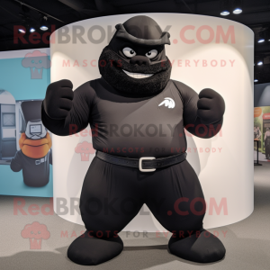 Black Strongman mascot costume character dressed with a Turtleneck and Hats