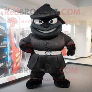 Black Strongman mascot costume character dressed with a Turtleneck and Hats