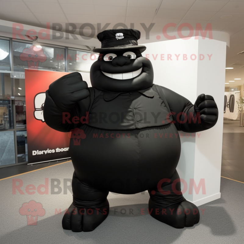 Black Strongman mascot costume character dressed with a Turtleneck and Hats