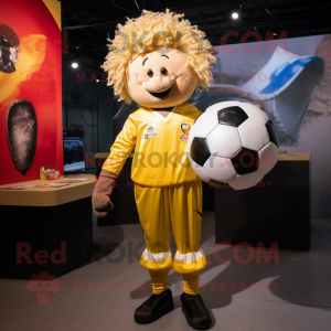 Guld fodbold maskot kostume...