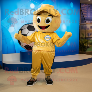 Guld fotboll maskot kostym...