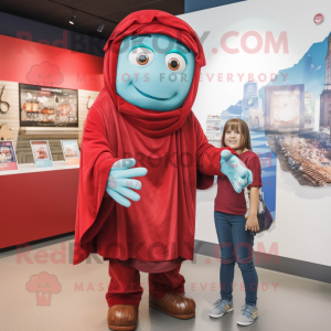 Red Chief mascot costume character dressed with a Mom Jeans and Shawl pins