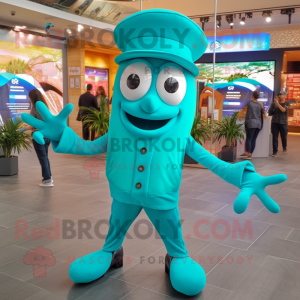 Turquoise inktvis mascotte...